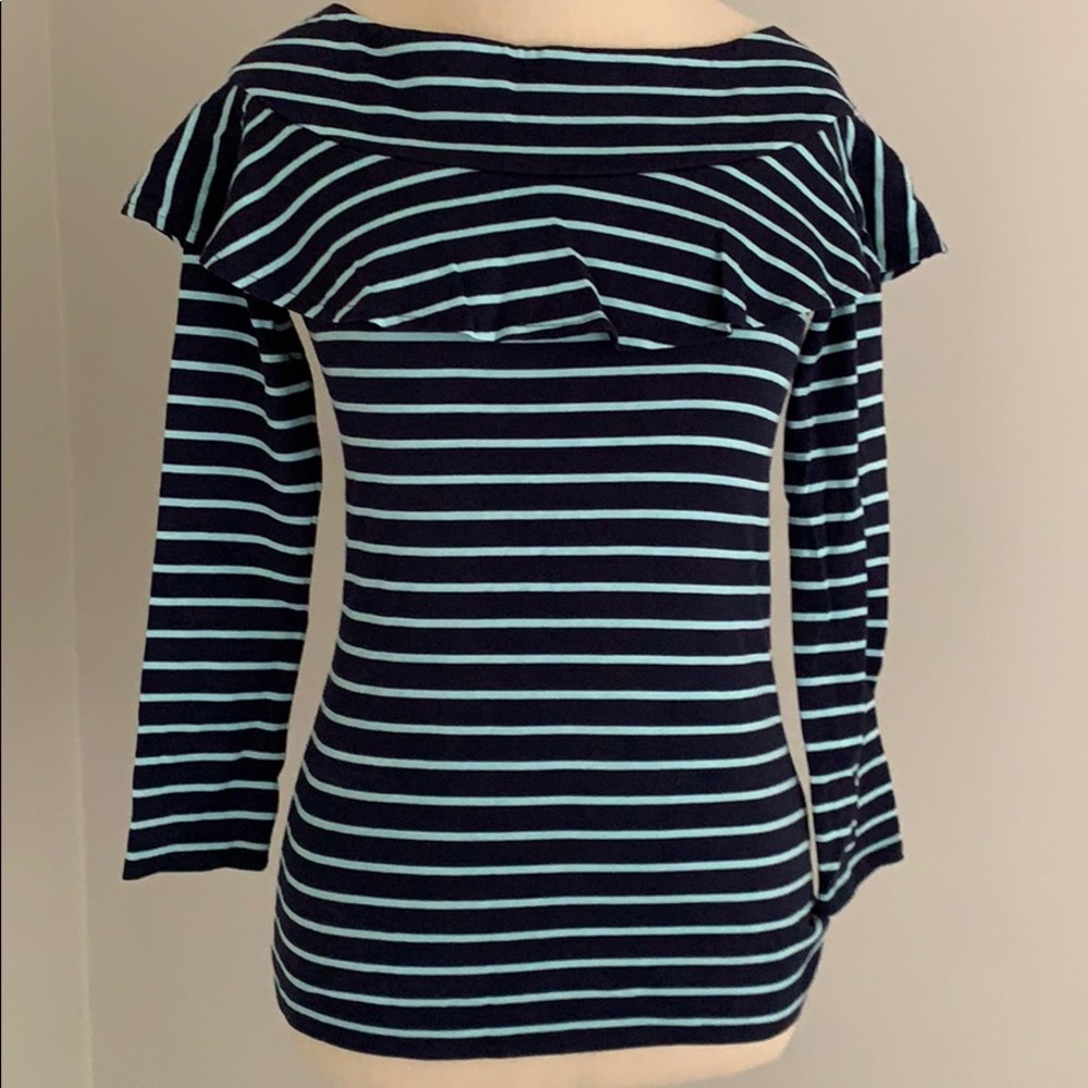 Anthropologie Leifnotes Ruffe Long Sleeve Tee, XS